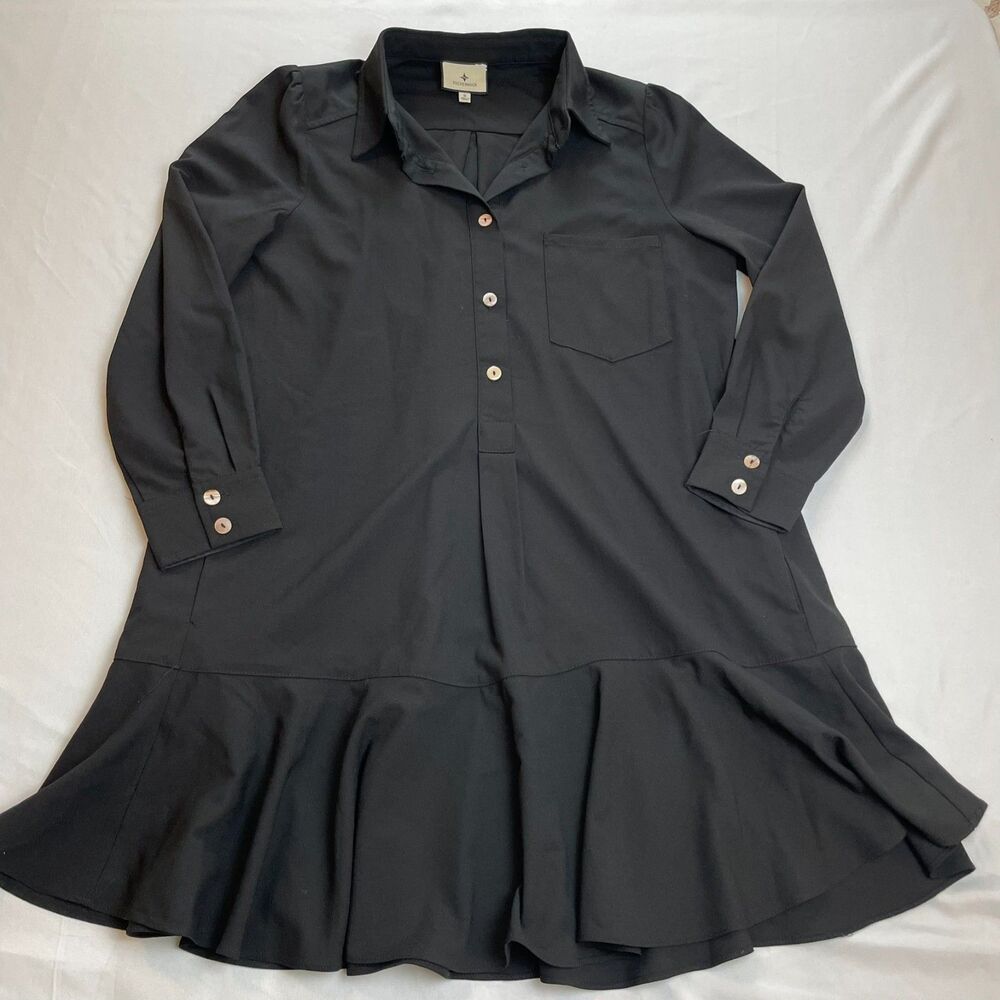 NWOT Tuckernuck Black Crepe Callahan Shirt Dress Long Sleeve Size S